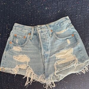 Levi's Light Blue Distressed Jean Shorts